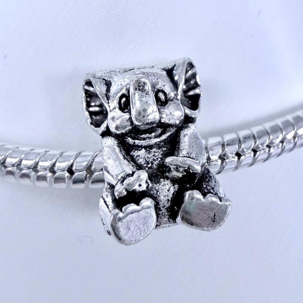 Silver‎ Elephant Bead Charm Fits European Snake Chain Bracelets